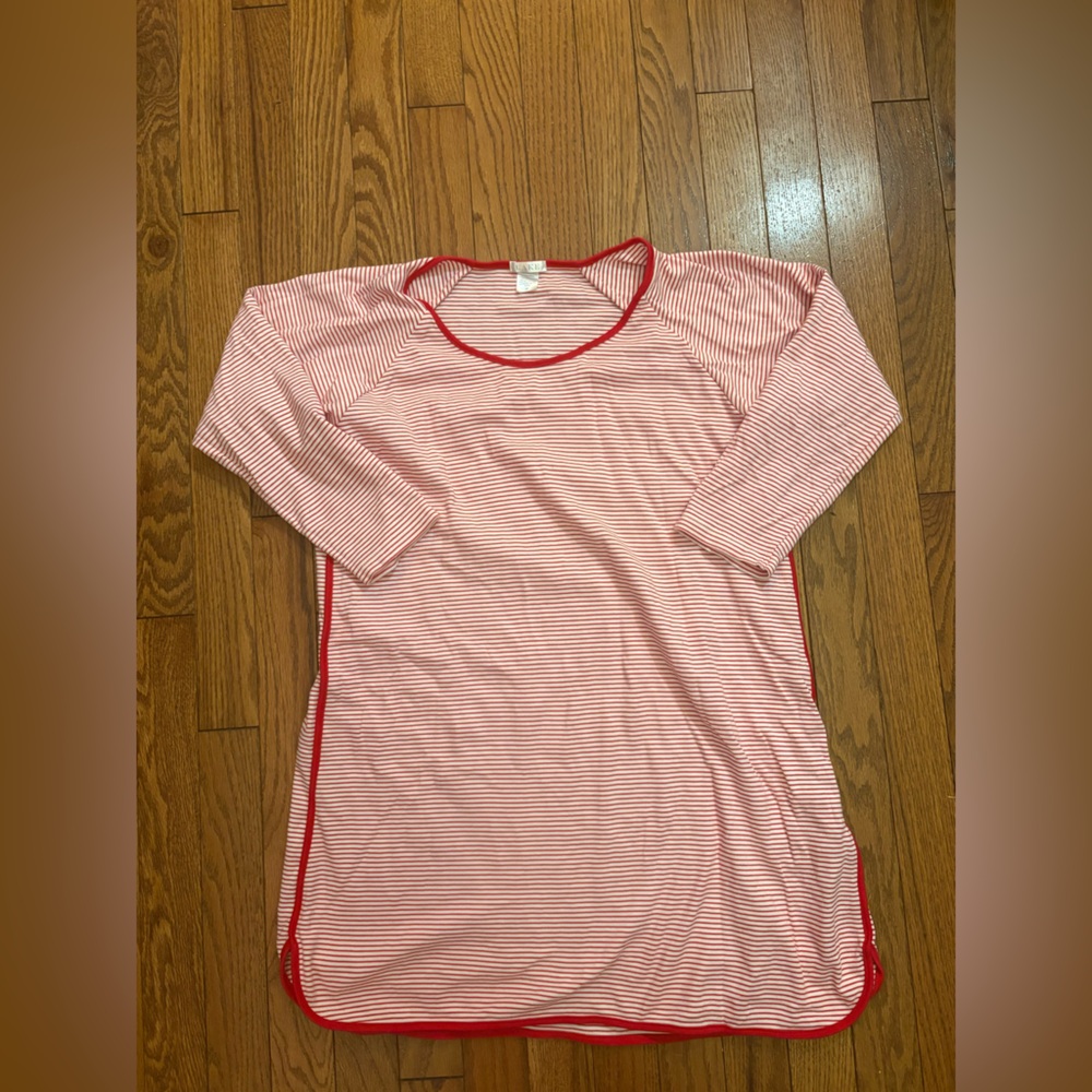 Lake Pima Long Sleeve Nightgown Pajamas Red Stripe